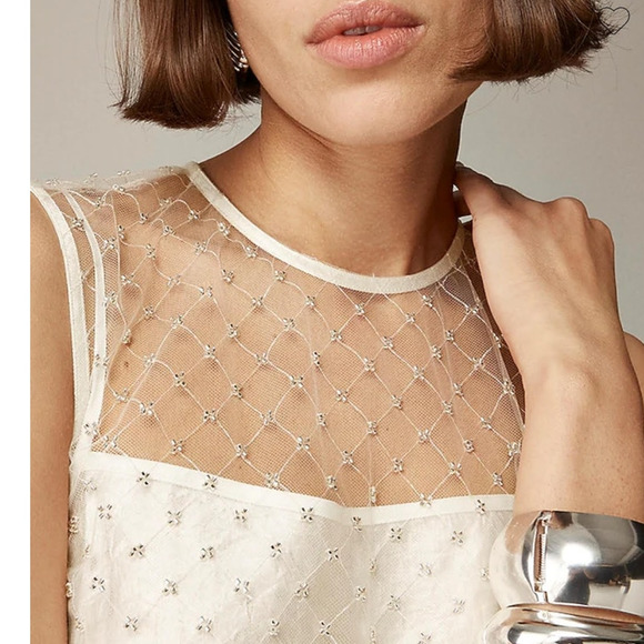 NWT J. Crew Collection Anna October© X J.Crew Sheer Beaded Dress Sheath NYE 6 - Picture 2 of 10